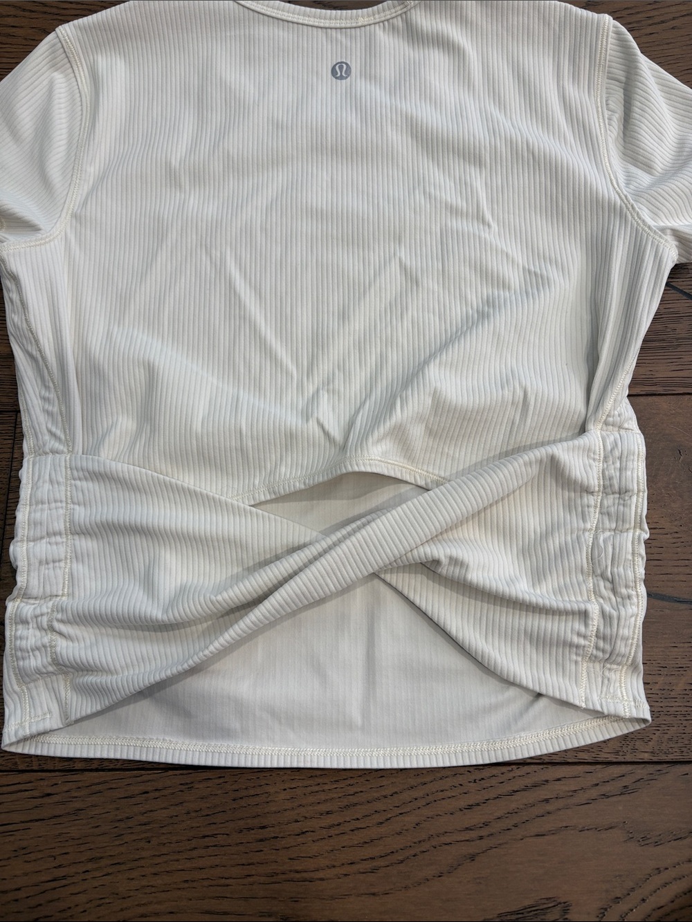 Lululemon All It Takes Back Twist Ribbed Short Sleeve Shirt Cream - Picture 6 of 6